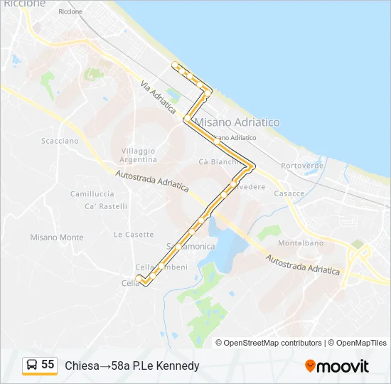 55 Bus Line Map