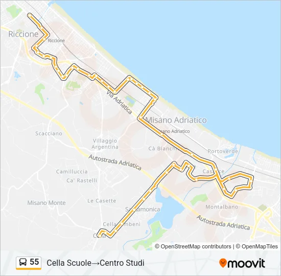 55 Bus Line Map
