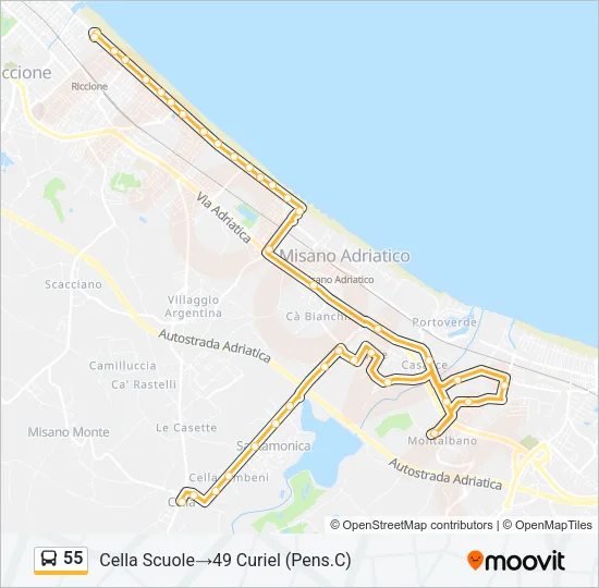 55 Bus Line Map