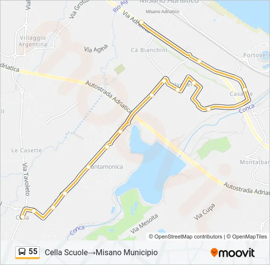 55 Bus Line Map