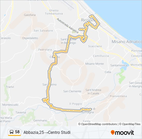 58 bus Line Map