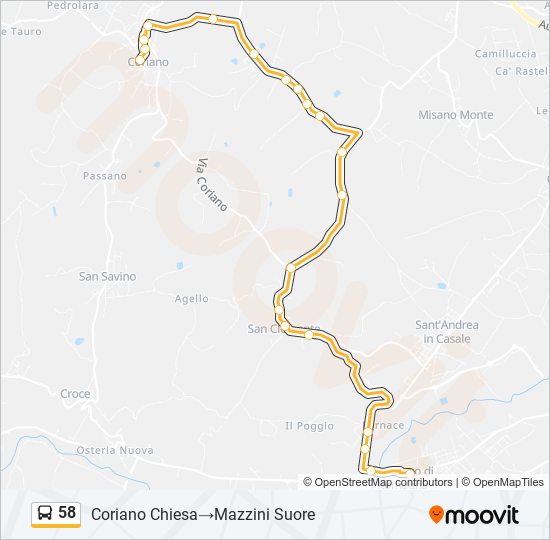 58 bus Line Map