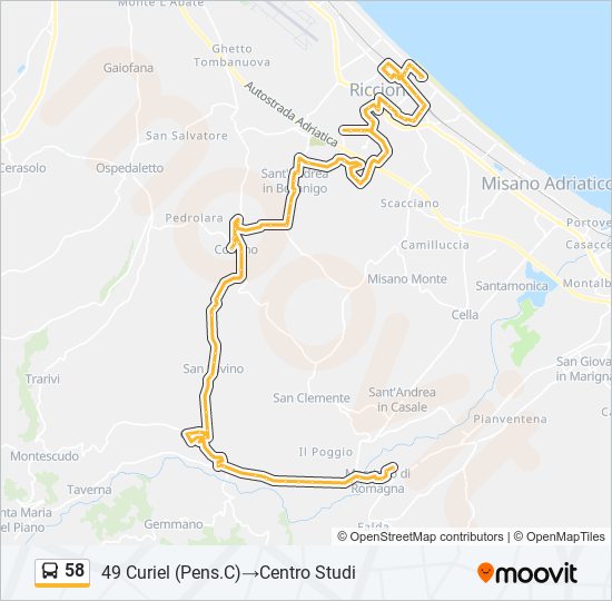 58 bus Line Map