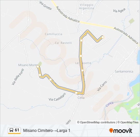 61 bus Line Map