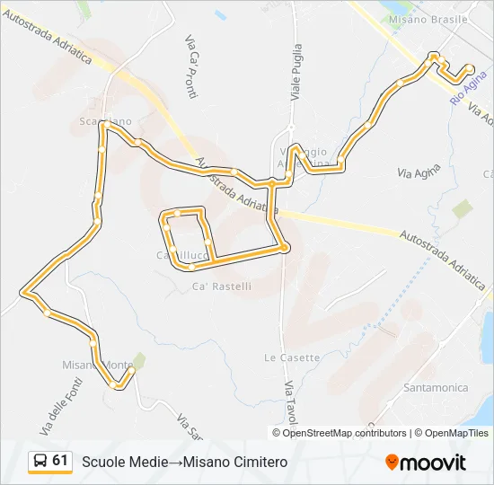 61 Bus Line Map