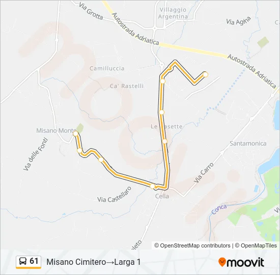 61 Bus Line Map
