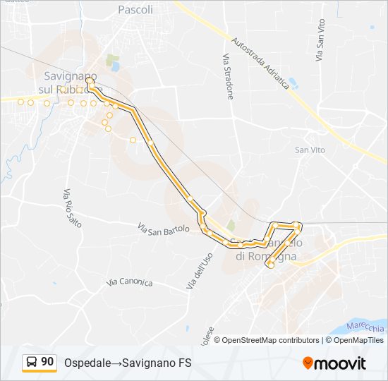 90 bus Line Map