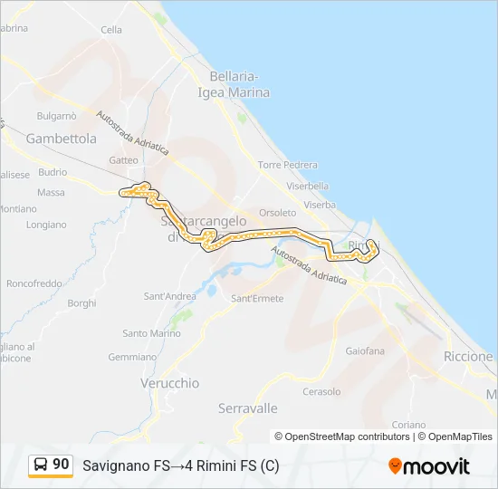 90 Bus Line Map