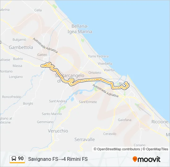90 Bus Line Map