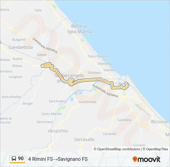 90 Bus Line Map