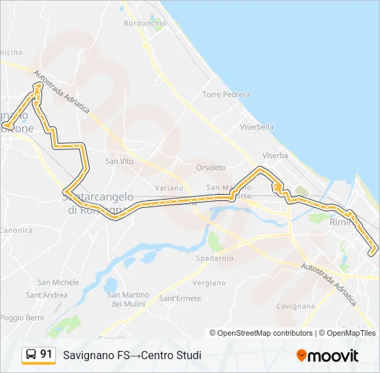 91 Bus Line Map