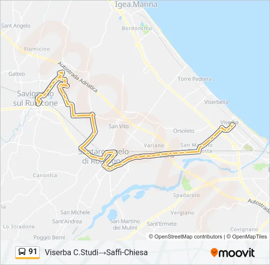 91 Bus Line Map