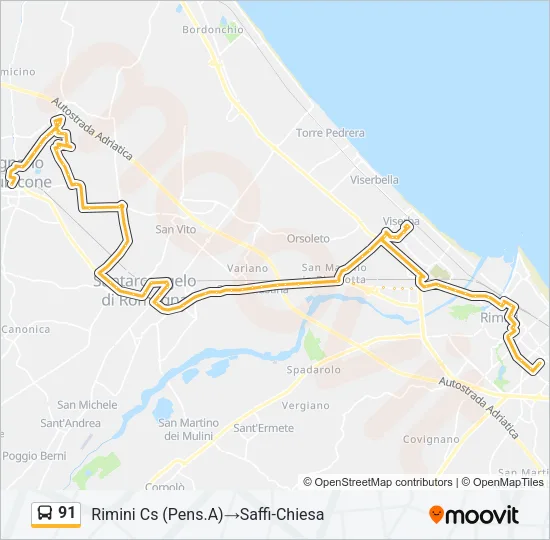 91 Bus Line Map