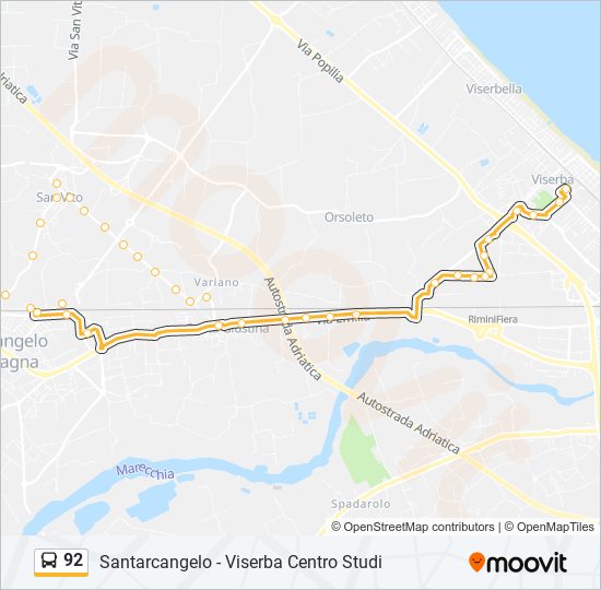 92 bus Line Map