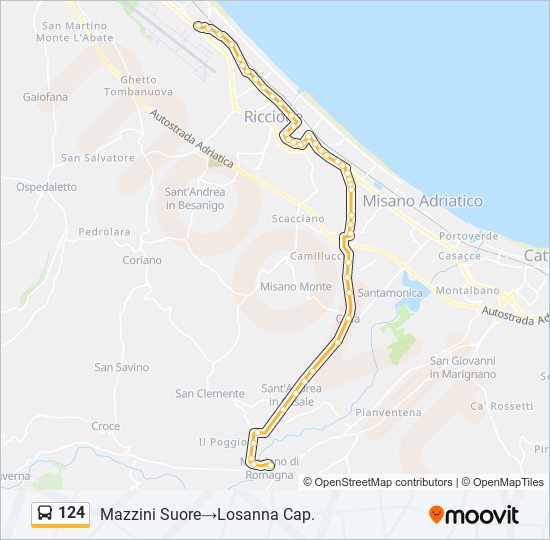 124 bus Line Map