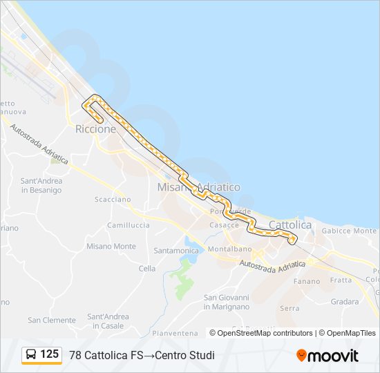 125 bus Line Map