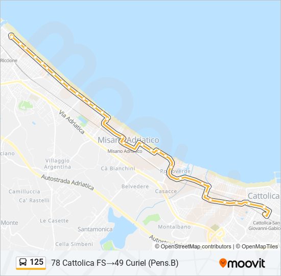 125 bus Line Map