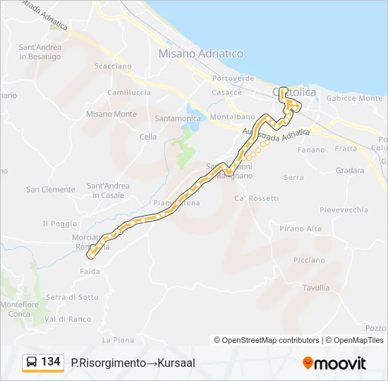 134 Bus Line Map