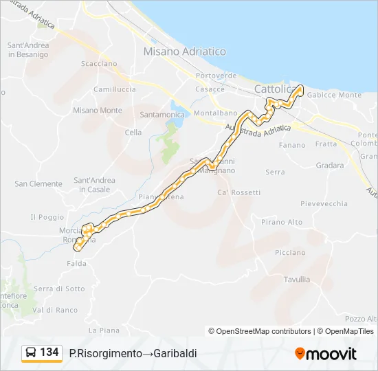 134 Bus Line Map