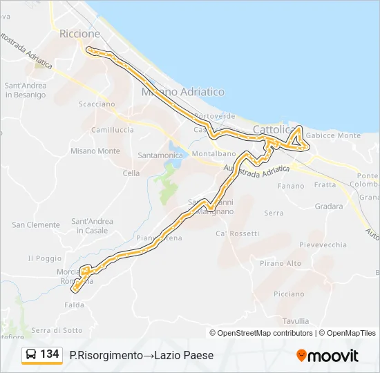 134 Bus Line Map