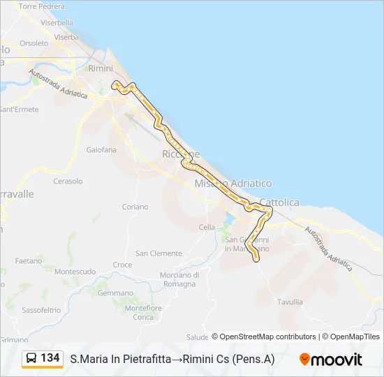 134 Bus Line Map