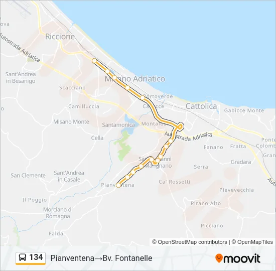 134 Bus Line Map