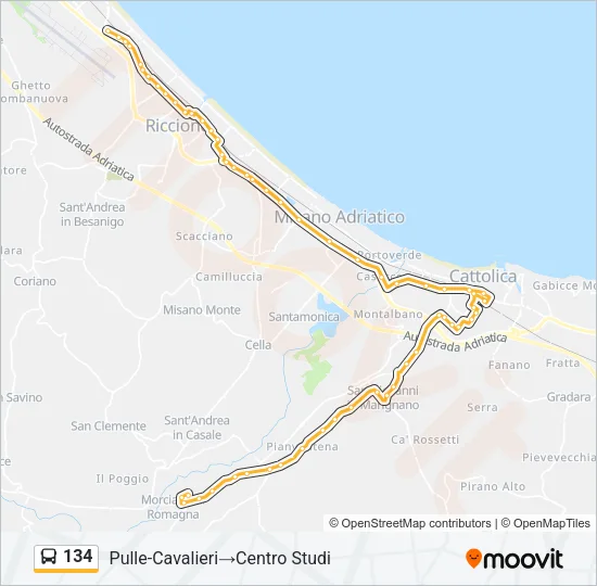134 Bus Line Map
