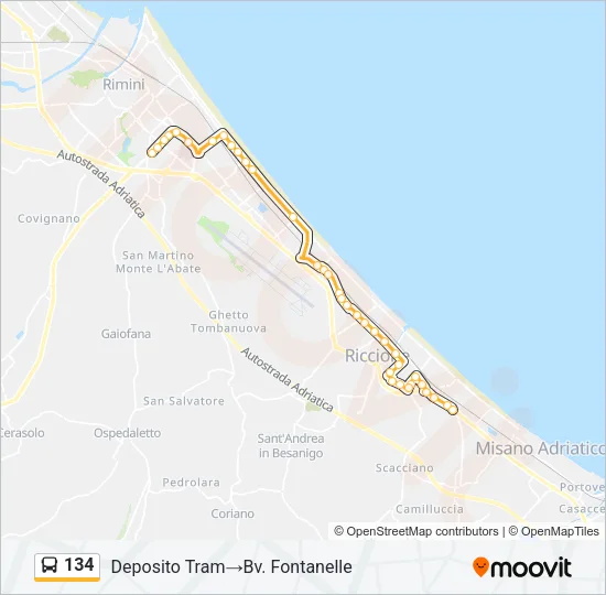 134 Bus Line Map