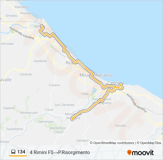 134 Bus Line Map