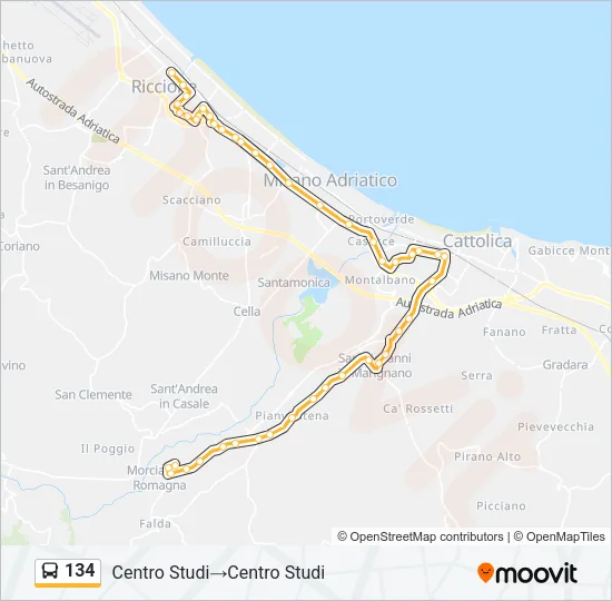 134 Bus Line Map