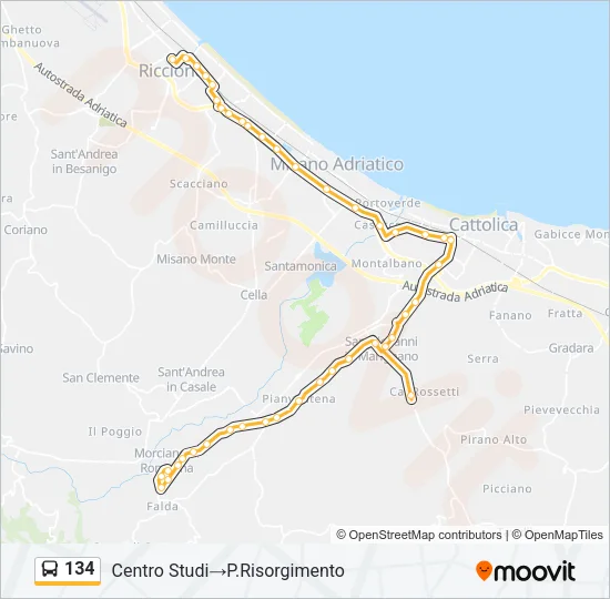 134 Bus Line Map