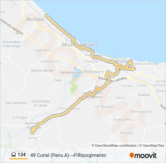 134 Bus Line Map