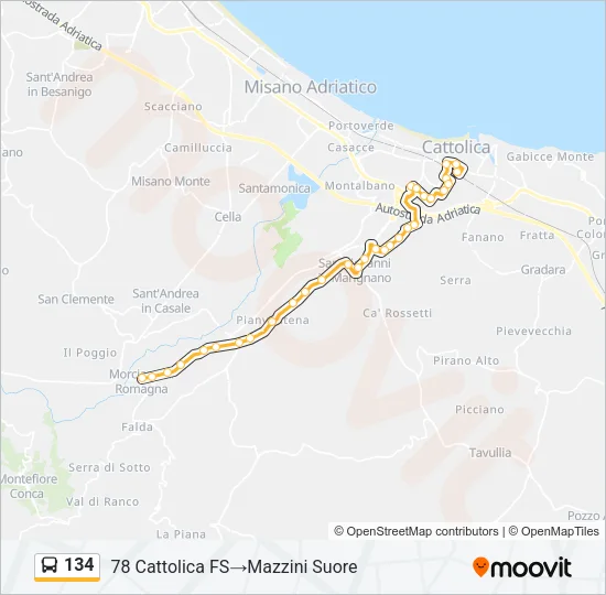 134 Bus Line Map