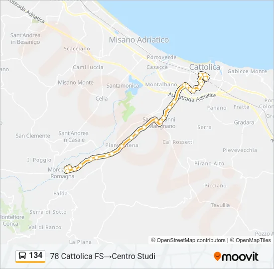134 Bus Line Map
