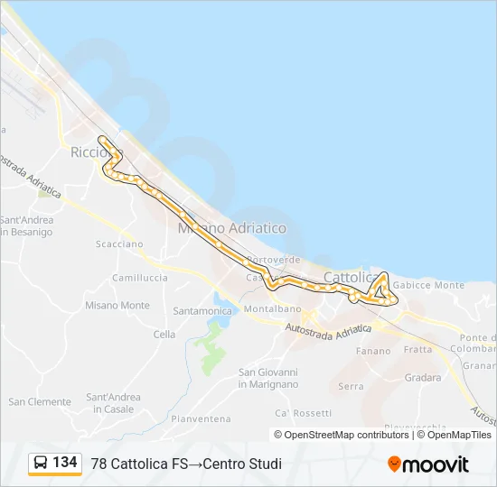134 Bus Line Map