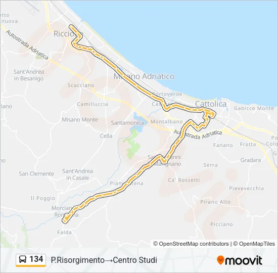 134 Bus Line Map