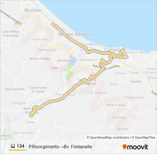 134 Bus Line Map