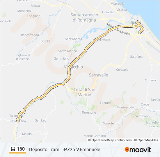 160 bus Line Map