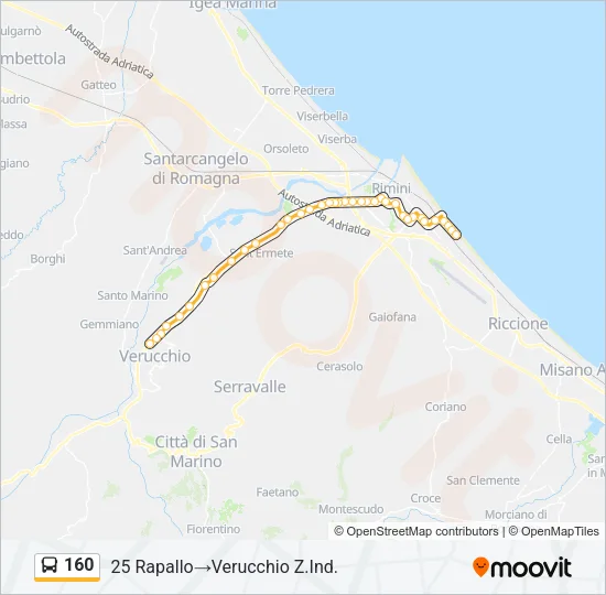160 Bus Line Map