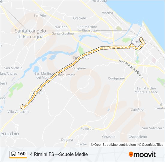 160 bus Line Map