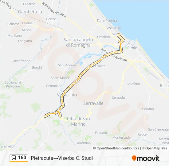 160 Route: Schedules, Stops & Maps - Pietracuta‎→Viserba Study Center ...