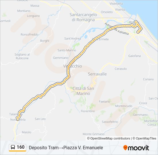 Percorso linea bus 160