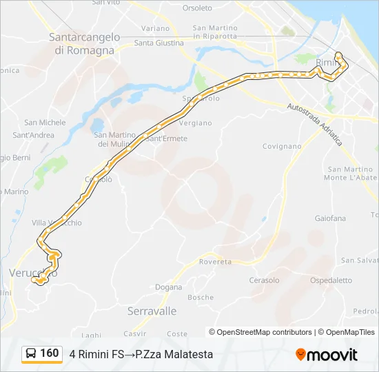 160 Bus Line Map