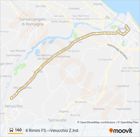 160 bus Line Map