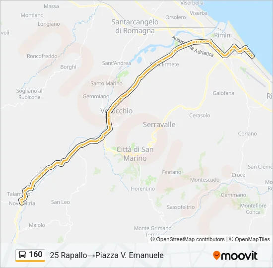 160 Bus Line Map