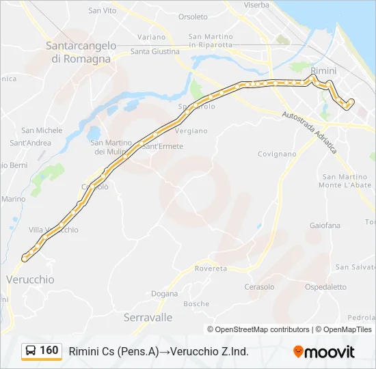 160 Bus Line Map