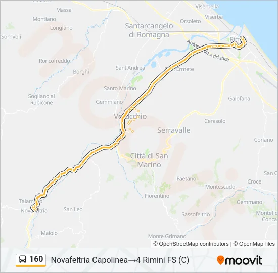 160 Bus Line Map