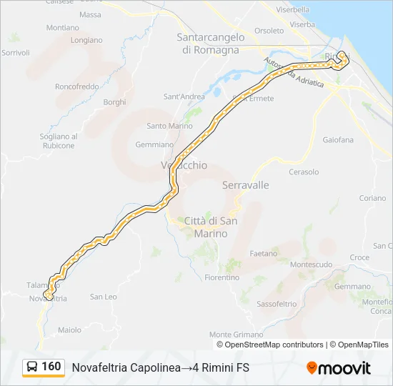 160 Bus Line Map