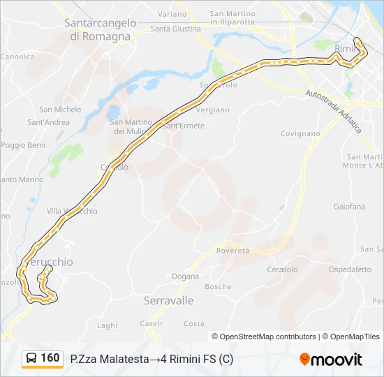160 Bus Line Map