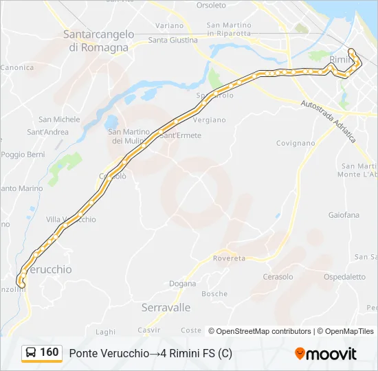 160 Bus Line Map